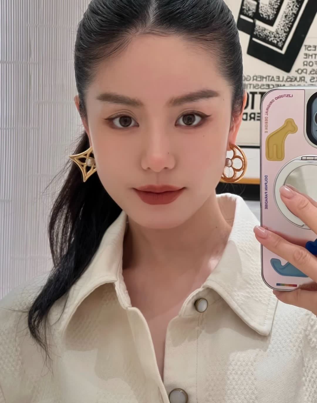 Louis Vuitton Lanvin Gold Earrings with Pearl Accents Louis Vuitton Lanvin Gold Earrings with Pearl Accents